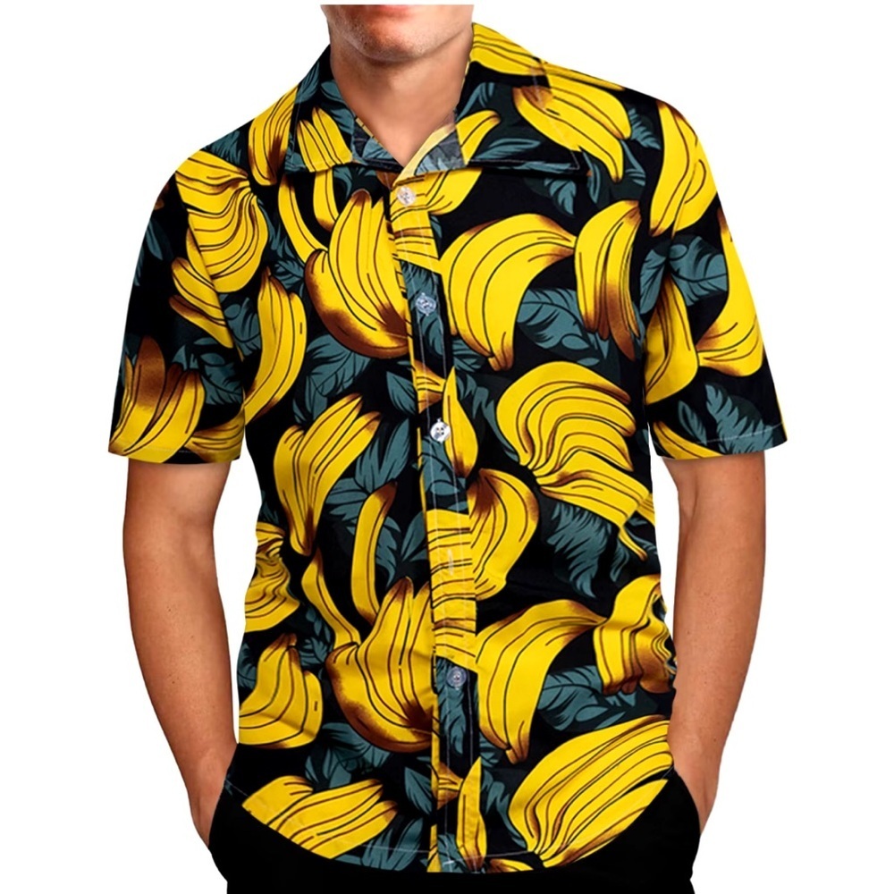 Men’s Hawaiian Banana Fruit 3D‎ Print Button Down Shirt